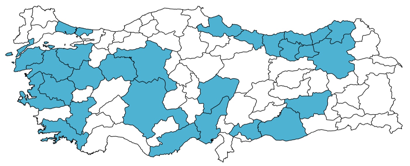Bullment bayi ağının bulunduğu iller haritası